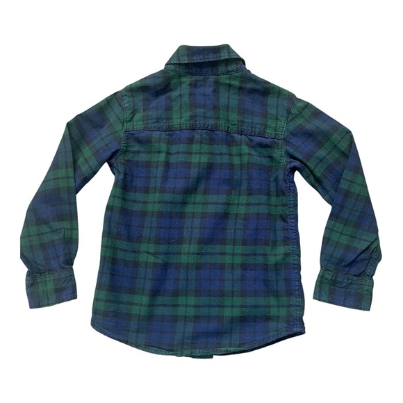 Carter’s casual school play plaid Boy 5/5A shirt button down green navy blue - Picture 6 of 8